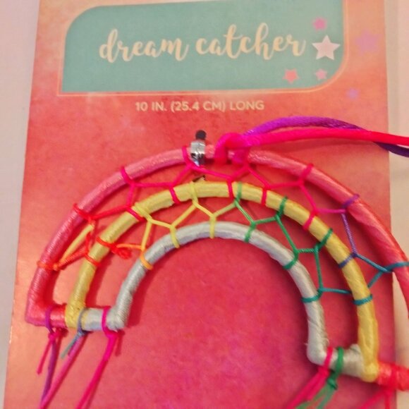 Rainbow Dreamcatcher With Feathers Beads 12 Inches Long Multicolor LGBT - Picture 2 of 4